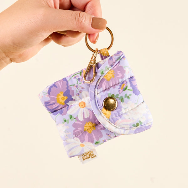 Puffy Earbud Case Keychain | Bouquet Beauty Purple