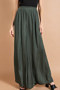 Satin Palazzo Pants | Olive