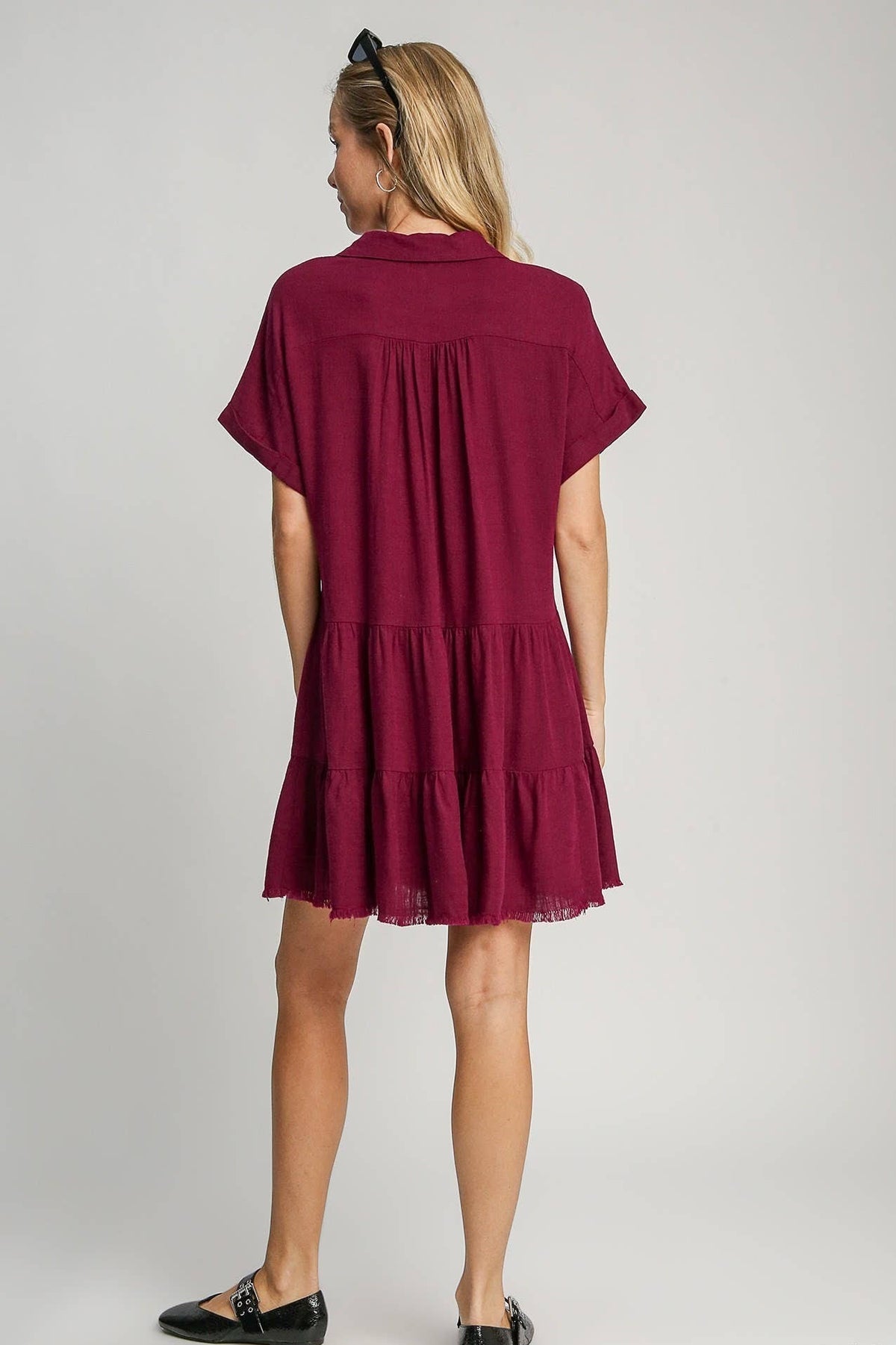 Linen Tiered Dress | Merlot