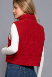 Corduroy Inner Faux Fut Puffer Vest | Chili Red