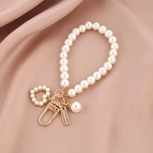 Pearl Keychain | Crystal Heart Accent