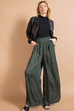 Satin Palazzo Pants | Olive