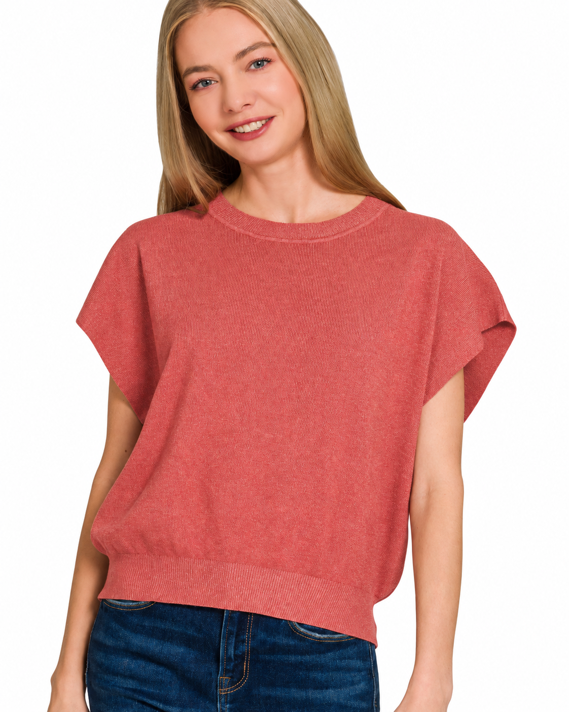 Round Neck Dolman Sleeve Top | Heather Rust