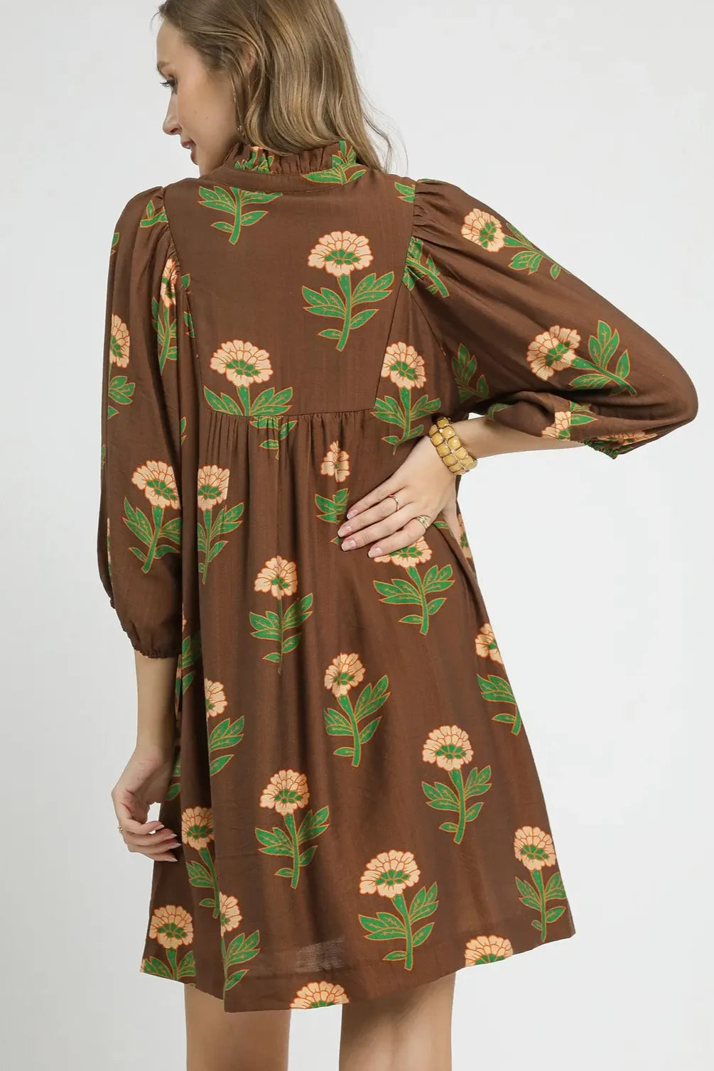 Floral Babydoll Tunic Dress | Brown Mix
