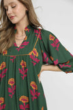 Floral Babydoll Tunic Dress | Green Mix