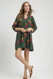 Floral Babydoll Tunic Dress | Green Mix