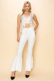 Suede Rhinestone Fringe Vest | Natural