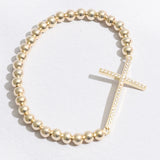 CZ Pave Cross Stretch Bracelet | Gold
