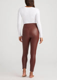 Faux Leather Shaping Legging | Java Brown