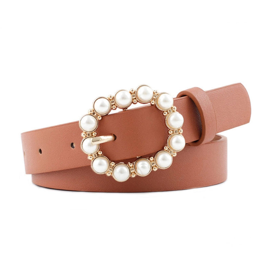Faux Leather Pearl Buckle Belt | Various
