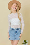 Sheer Ribbon Bow Mesh Top | White