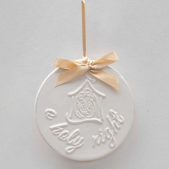 O Holy Night Embossed Ornament | White