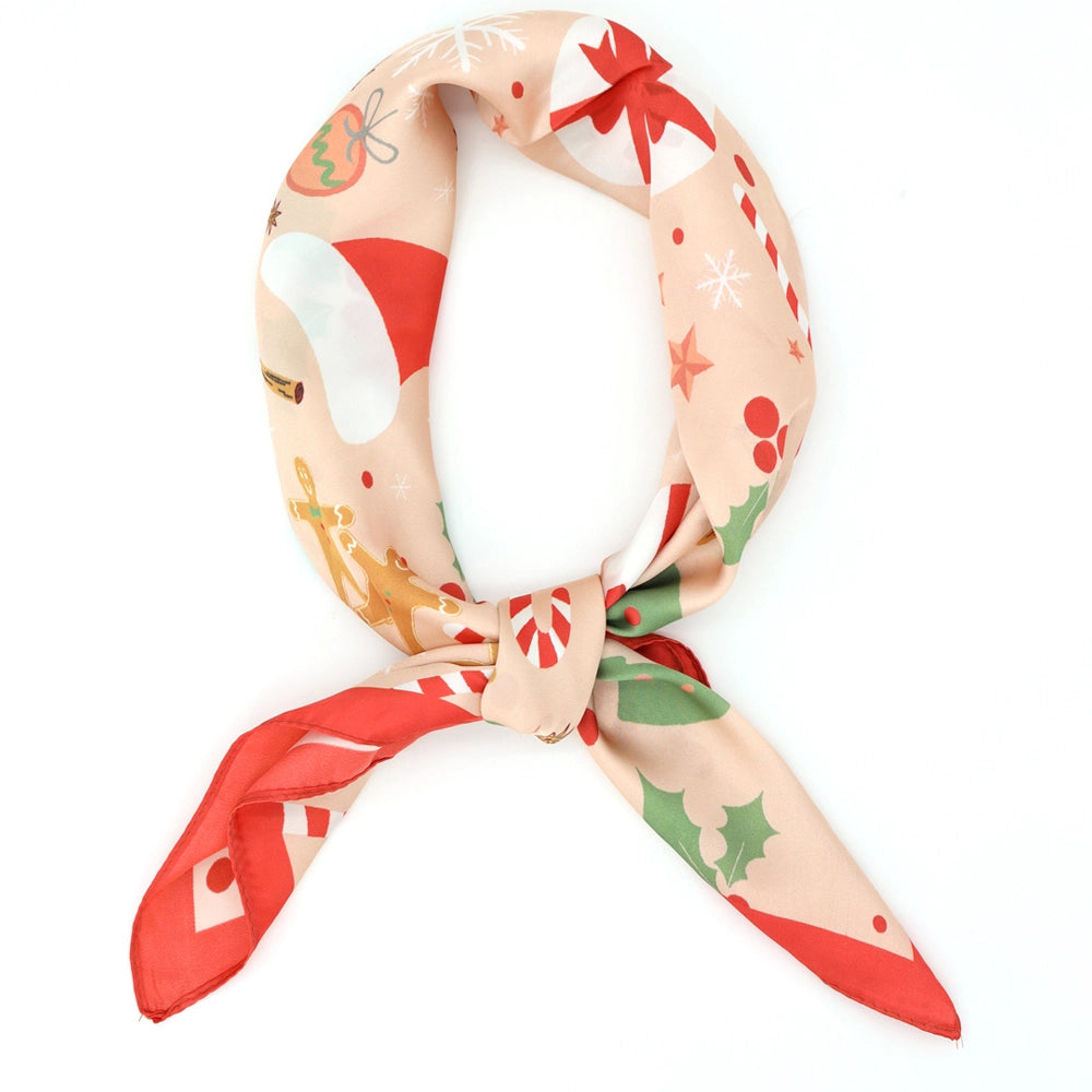 Gingerbread Christmas Square Bandana Scarf | Pink