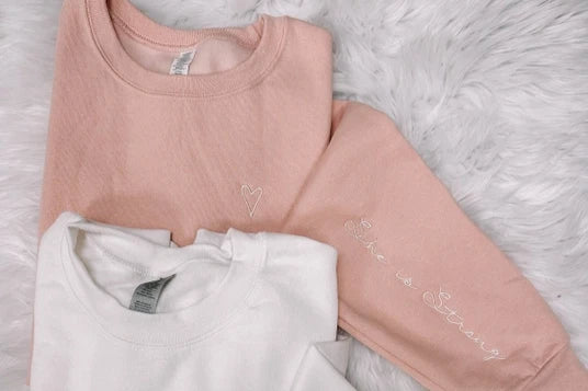 She Is Strong Embroidered Sweatshirt | Blush Pink