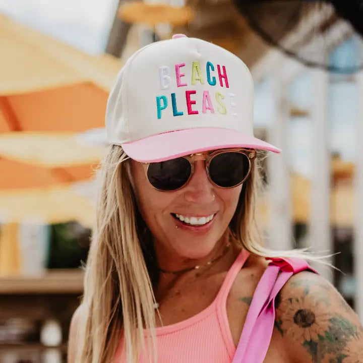 Beach Please Multicolor Trucker Cap | Pink
