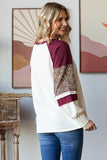 Leopard Raglan Top | Cream+Burgundy