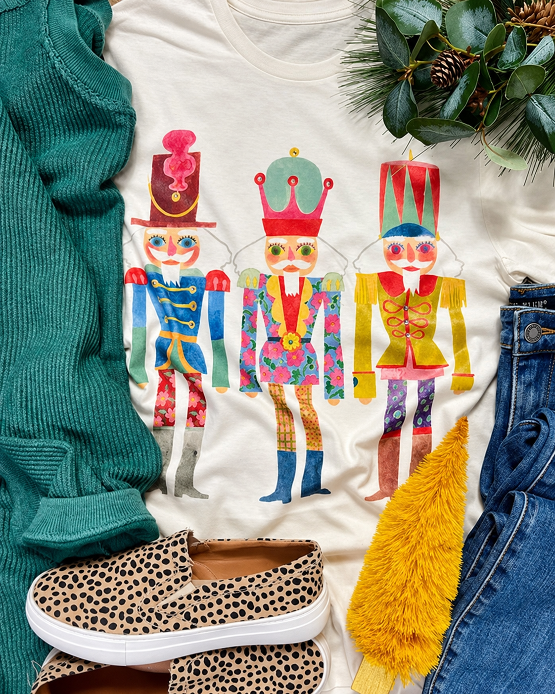 Nutcracker Trio Tee w/ Crystal Bling | Natural