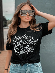 Easily Distracted By Cowboys Tee | Black