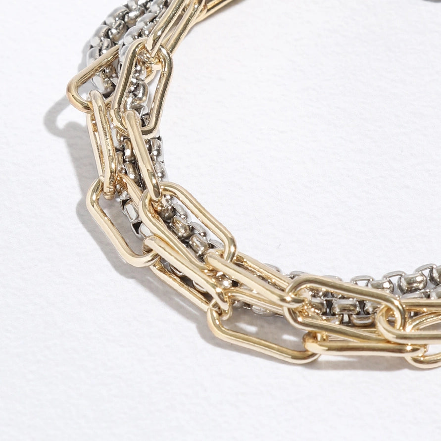 Two Tone Multi Chain Bracelet | Gold/Silver