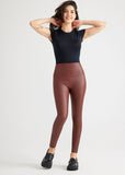 Faux Leather Shaping Legging | Java Brown