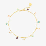 PURA VIDA Gemstone Drop Chain Anklet | Gold