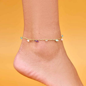 PURA VIDA Gemstone Drop Chain Anklet | Gold