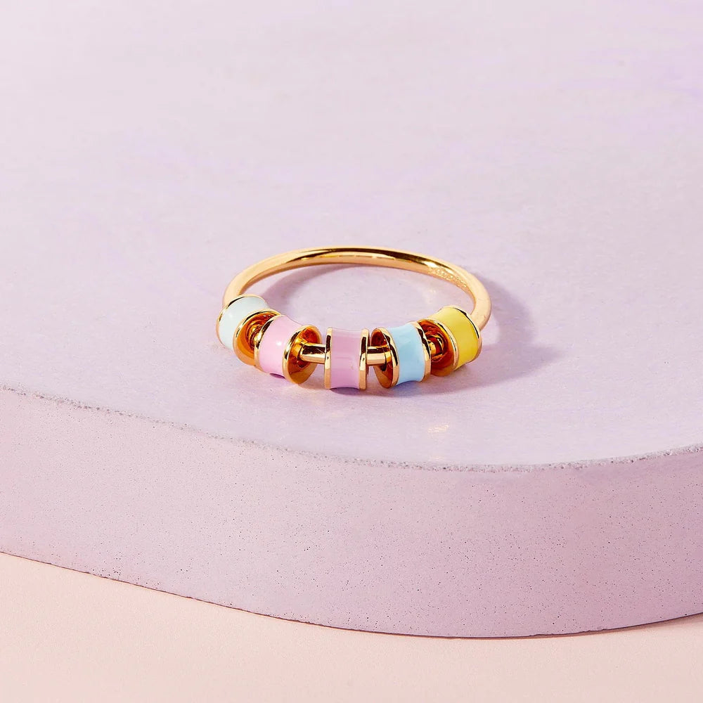 PURA VIDA Ring | Pastel Enamel Bead Fidget Gold