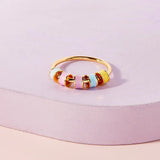 PURA VIDA Ring | Pastel Enamel Bead Fidget Gold