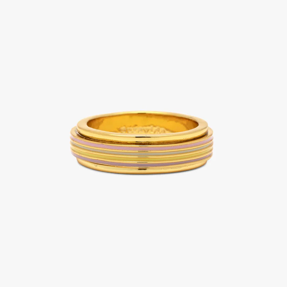 PURA VIDA Ring | Pastel Stripe Fidget Gold