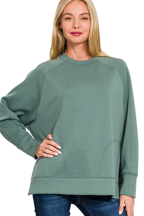 *DOORBUSTER DEAL | Scuba Side Slit Sweater | Ash Jade