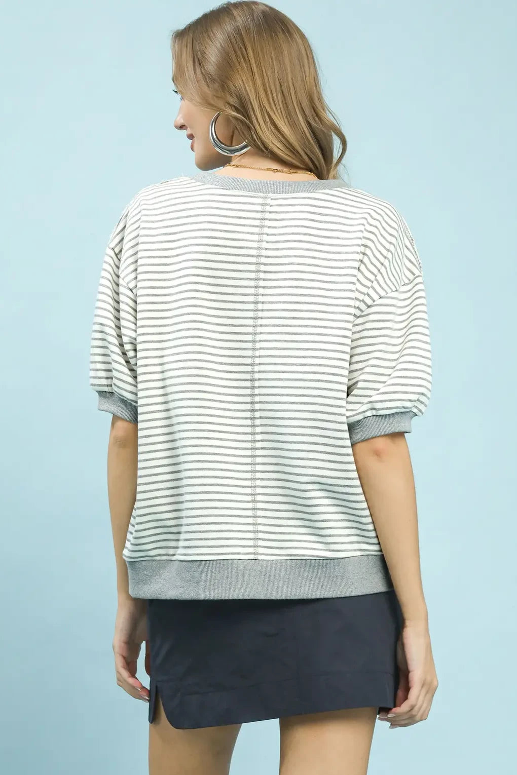 French Terry Striped Top | Heather Grey