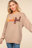 Thankful Metallic Glitter Yarn Sweater | Taupe