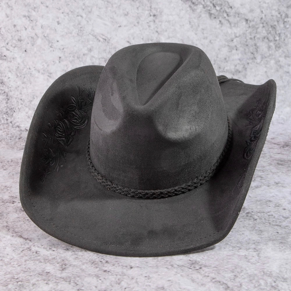 Rose Embroidered Braded Tassel Cowboy Hat | Various