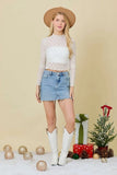 Sheer Ribbon Bow Mesh Top | White