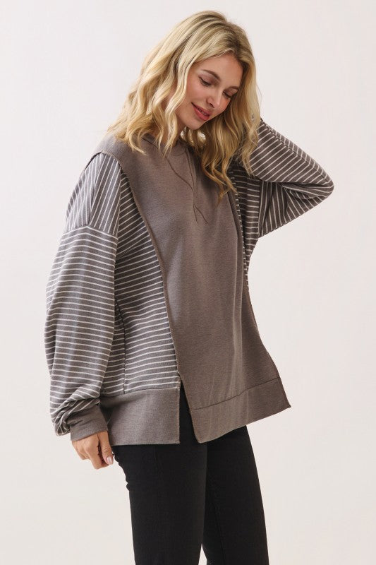 Stripe Contrast Pullover Top | Vintage Acorn