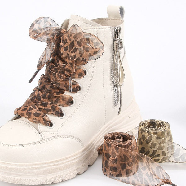 Satin Organza Shoe Laces | Leopard