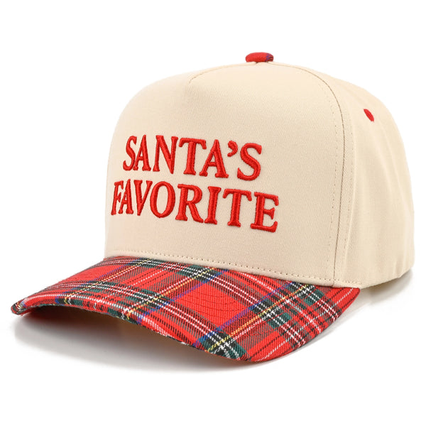 Santa's Favorite Canvas Cap | Plaid Red