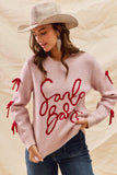 Santa Baby Ribbon Bow Sweater Top | Blush