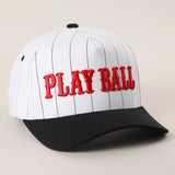 Play Ball Pinstripe Trucker Cap | Black/White/Red