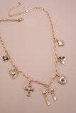 Gold Charm Necklace | Flower Bow Cross