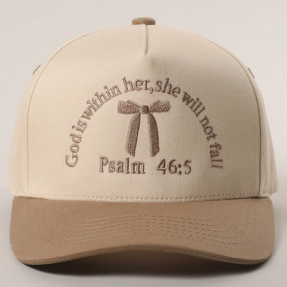 Psalm 46:5 Ribbon Trucker Cap | Beige