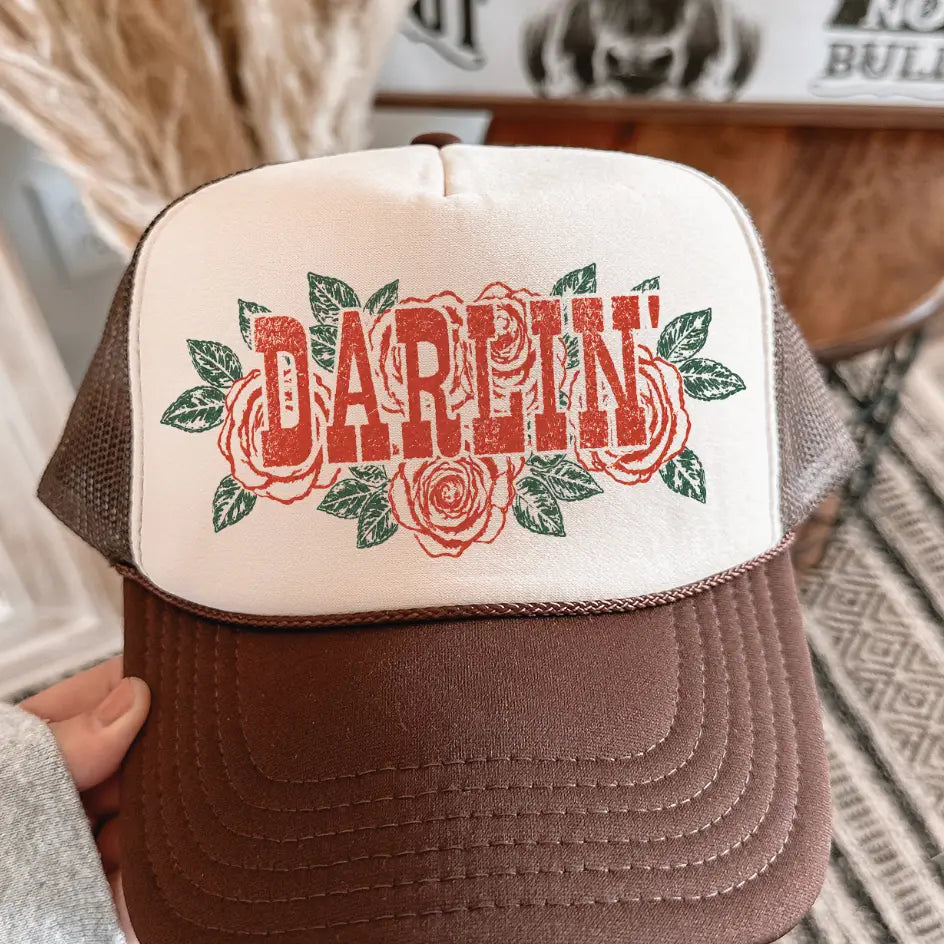 Darlin Roses Foam Trucker Cap | Brown/Tan