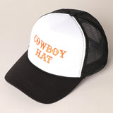 Cowboy Hat Trucker Cap | Black/White