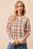 Christmas Plaid Sweater Top | Cream