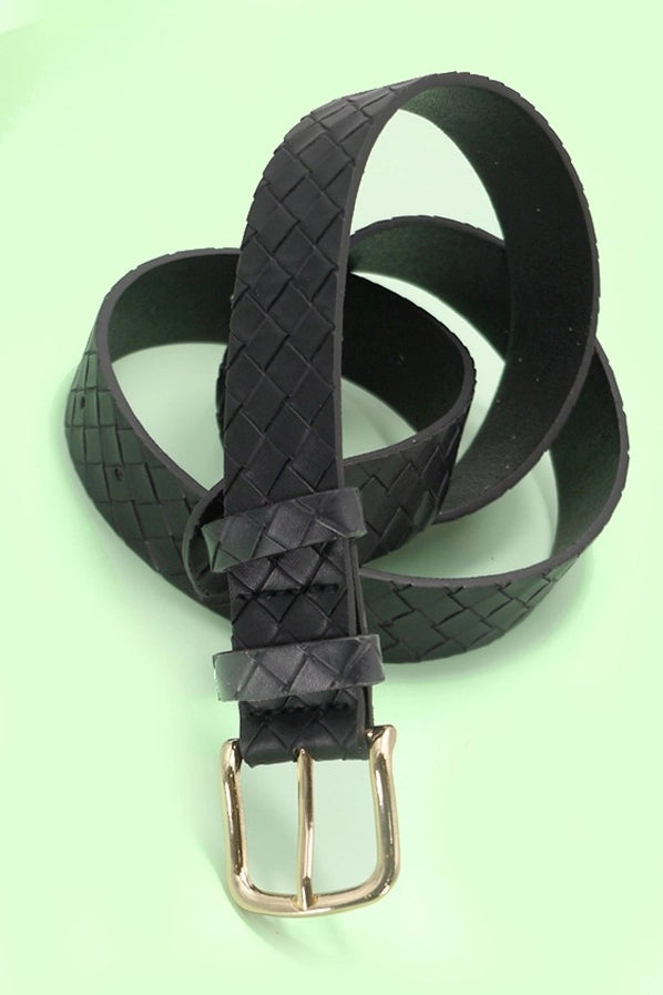 Classic Faux Leather Braided Belt | Black