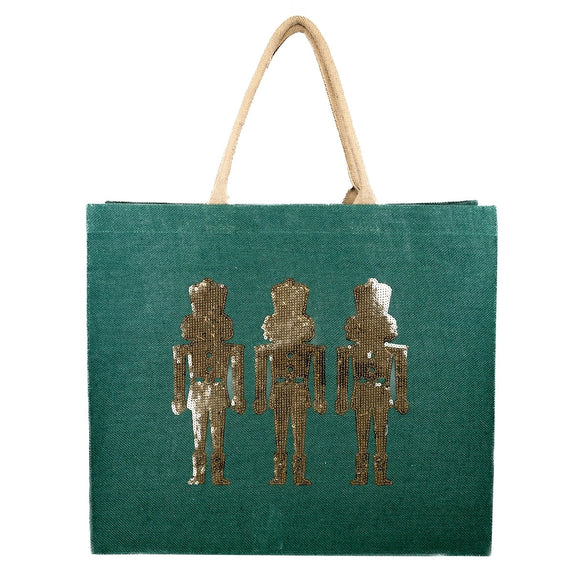 Glitzy Sequin Nutcracker Green | Carryall Tote Bag