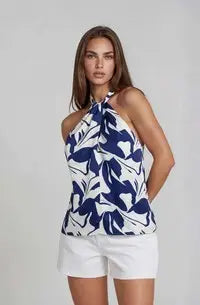 Floral Halter Top | Navy