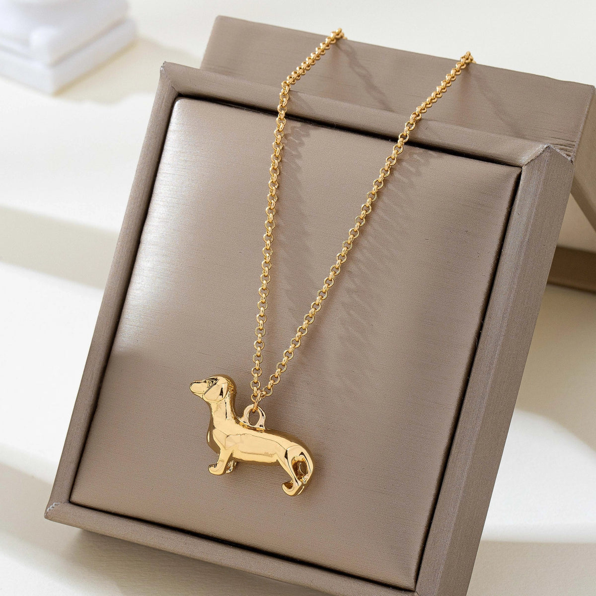 Dachshund Dog Pendant Necklace | Gold