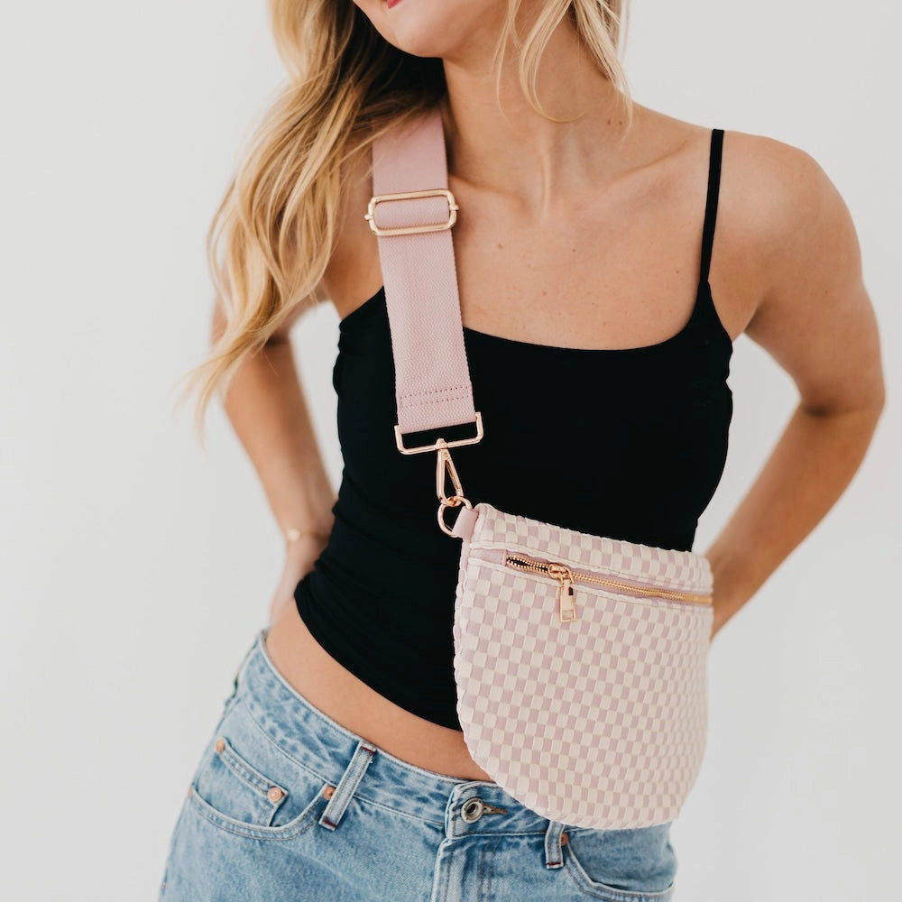 Westlyn Woven Bum Bag | Checkered Blush