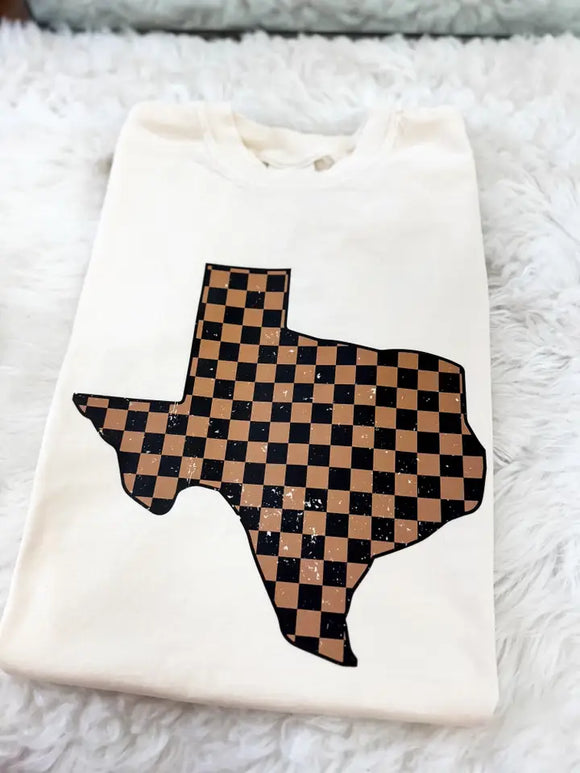 Checkered Texas Tee | Ivory